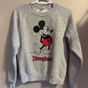 Disney Gray Crewneck Sweatshirt with Vintage Mickey and Red Disneyland Logo